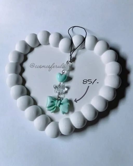 Mint bow phone charm